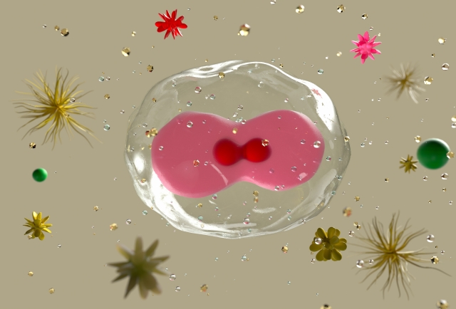 水滴の周りに散りばめられた星屑の装飾